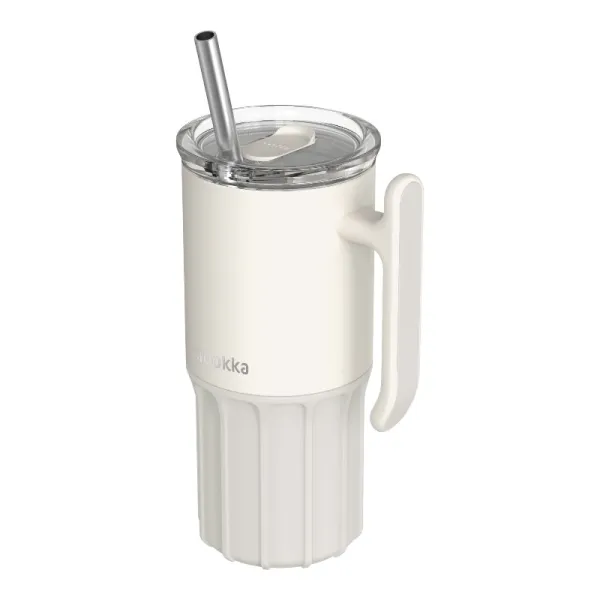 Quokka Umi - Stainless Steel Thermal Mug 720ml with Straw and Silicone Base (Ivory)