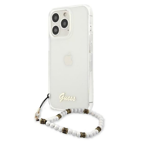 Guess White Pearl Strap - Case iPhone 13 Pro Max (Clear)