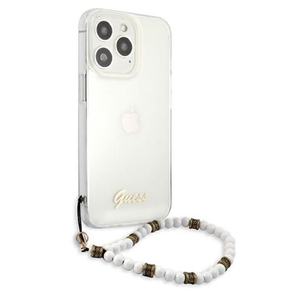 Guess White Pearl Strap - Case iPhone 13 Pro Max (Clear)