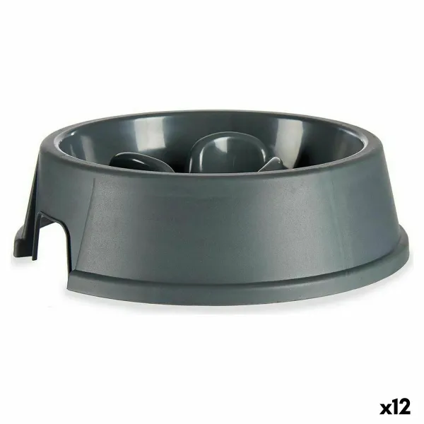 Slow Eating Food Bowl for Pets Mascow Anthracite Plastic 27 x 7,5 x 27 cm (12 Units)