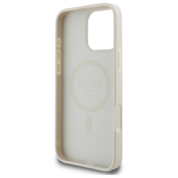 Guess Grained Ring MagSafe - Case for iPhone 16 Pro Max (beige)