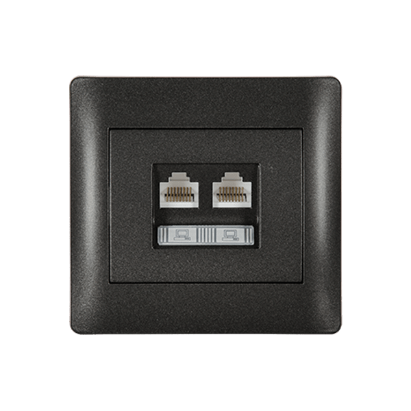 RHYME COMPUTER SOCKET (DOUBLE) GRAPHITE METALLIC