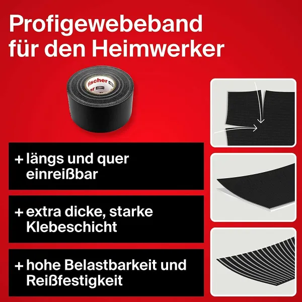 Американская лента Fischer 560903 25 m x 48 mm Чёрный Серый