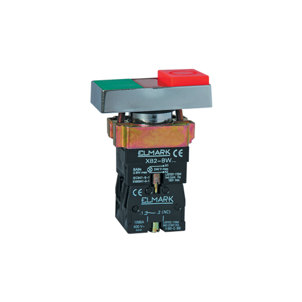 BUTTON DOUBLEBW 8475 230 1NO+1NC RED AND GREEN+LED INDICATOR