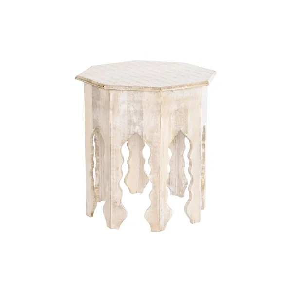 Вспомогательный стол DKD Home Decor 49 x 49 x 53,5 cm Коричневый Белый Древесина манго