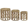 Set of 3 tables DKD Home Decor 39 x 39 x 41 cm Luonnollinen korihuonekalut