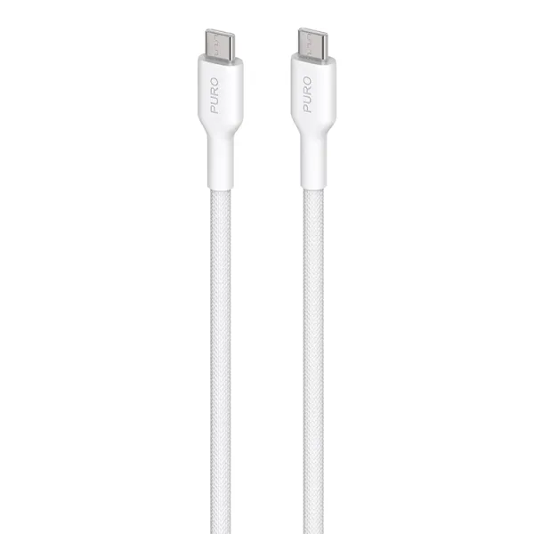 PURO Fabric - Heavy duty braided USB-C to USB-C cable 1.2m (white)