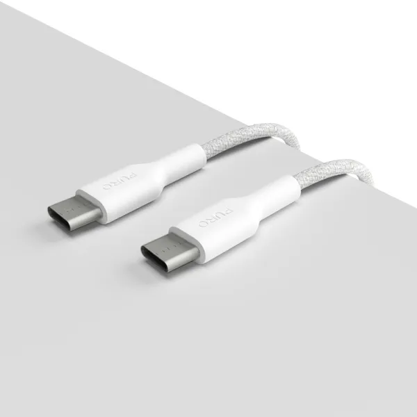PURO Fabric - Heavy duty braided USB-C to USB-C cable 1.2m (white)