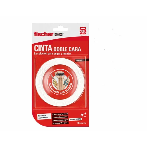Двусторонний скотч Fischer 3 m x 19 mm Белый
