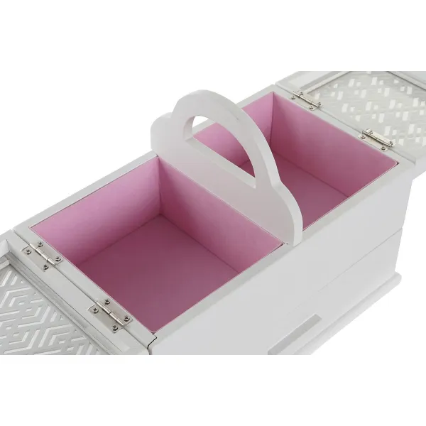 Korurasia DKD Home Decor 16 x 17 x 28 cm Valkoinen Vaaleanpunainen Puu MDF