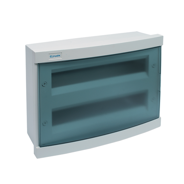 PLASTIC DISTRIBUTION BOX 36 WAY â€“ BUILT-IN MOUNTING, BLUE COVER