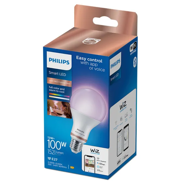 Светодиодная лампочка Philips Wiz E 13 W E27 1521 Lm (6500 K) (2200-6500 K)