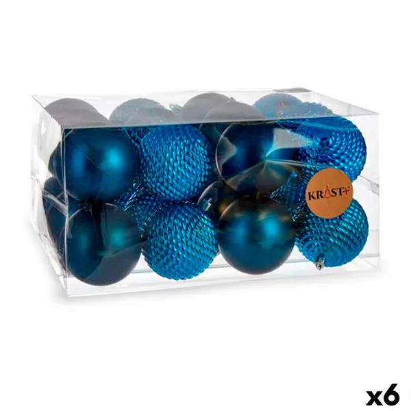 Kalėdinių kamuoliukų rinkinys Krist+ Mėlyna Plastmasinis Ø 8 cm (6 vnt.)