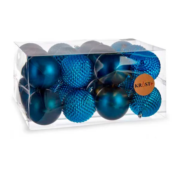 Kalėdinių kamuoliukų rinkinys Krist+ Mėlyna Plastmasinis Ø 8 cm (6 vnt.)