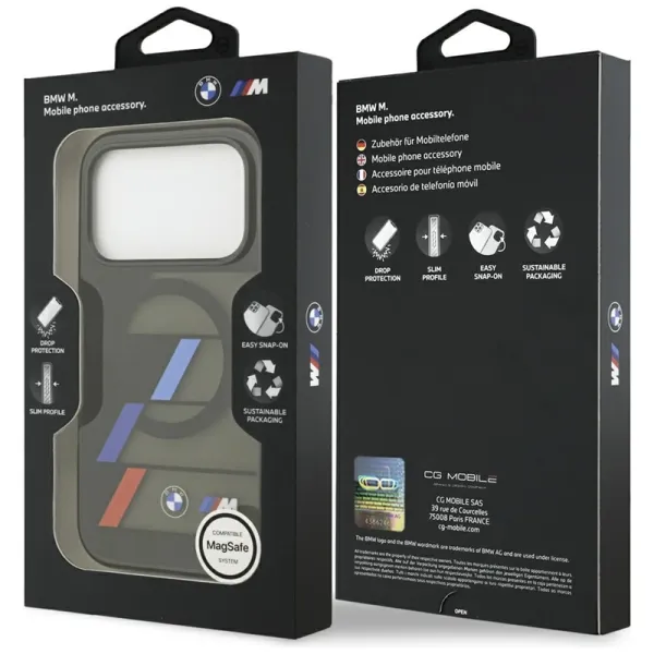 BMW M IML Metal Buttons Tricolor Lines MagSafe - Case iPhone 17 Pro Max (black)