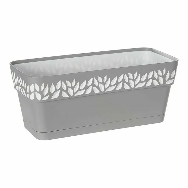 Kukkalaatikko Stefanplast Cloe Valkoinen Harmaa Muovinen 13,3 x 12,3 x 29,3 cm (12 osaa)