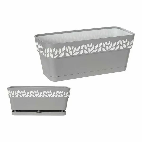Balkona Puķu Kaste Stefanplast Cloe Balts Pelēks Plastmasa 13,3 x 12,3 x 29,3 cm (12 gb.)