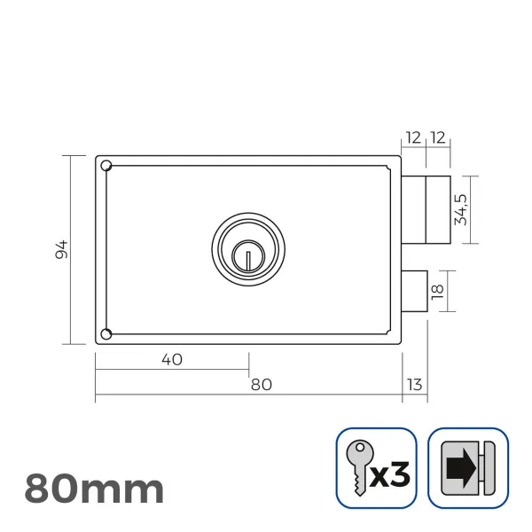 Накладной замок EDM 85261 Позолоченный Сталь 80 x 94 mm Наложение