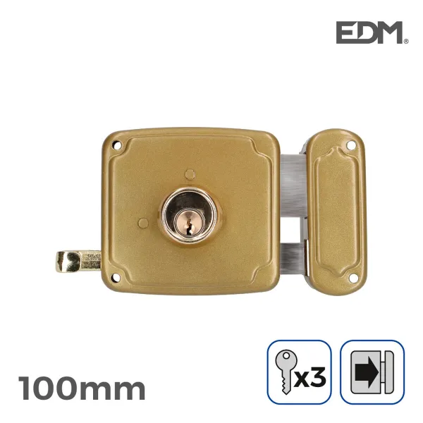 Bolt lock EDM 85262 Golden Steel 100 x 94 mm To put on top of