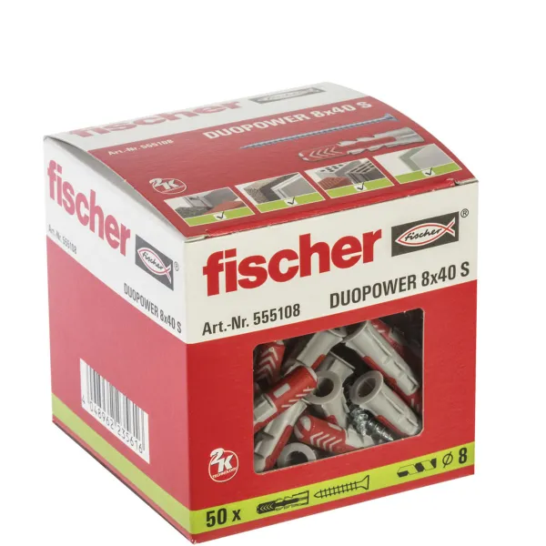 Sieniniai kištukai ir varžtai Fischer duopower (50 vnt.)