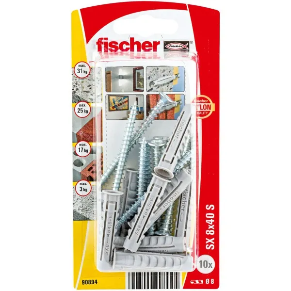 Seinätapit ja ruuvit Fischer (10 osaa)
