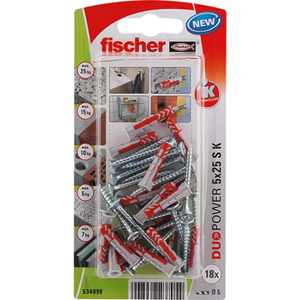 дюбеля и шурупы Fischer duopower (18 штук)