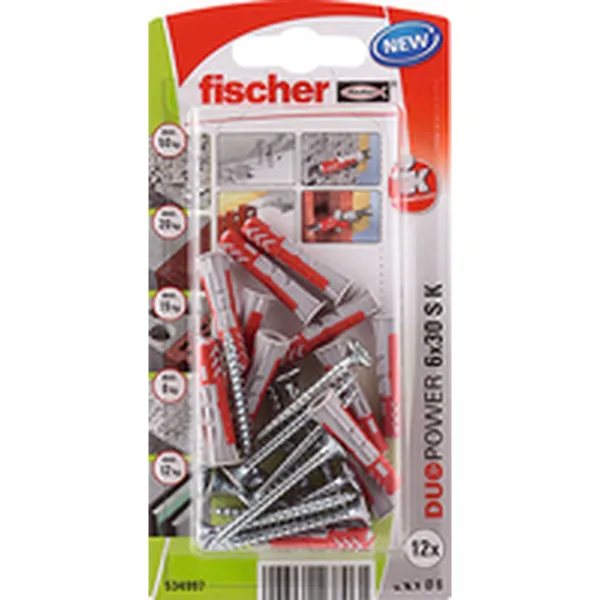 дюбеля и шурупы Fischer duopower (12 штук)