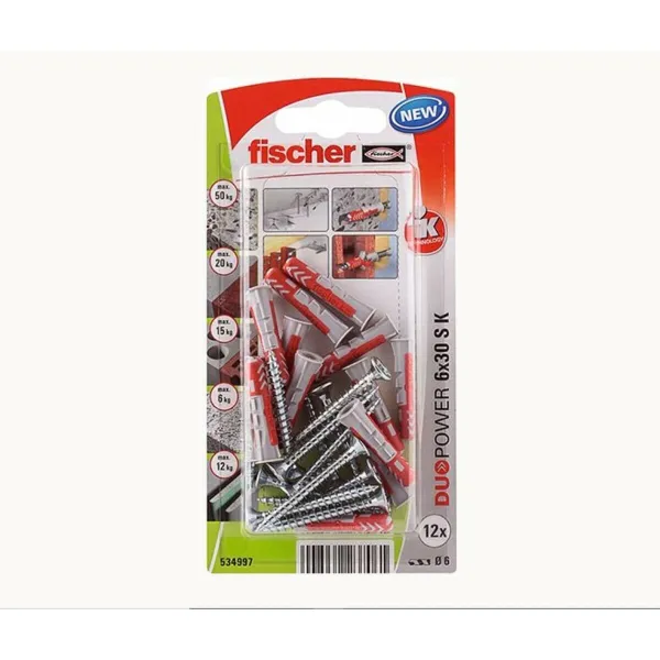 дюбеля и шурупы Fischer duopower (12 штук)