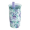 Quokka Mist - 720 ml Stainless Steel Thermal Mug with Straw (Violet Blooms)