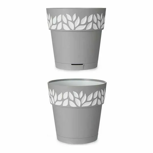Itsekasteleva kukkaruukku Stefanplast Valkoinen Harmaa Muovinen 15 x 15 x 15 cm (12 osaa)