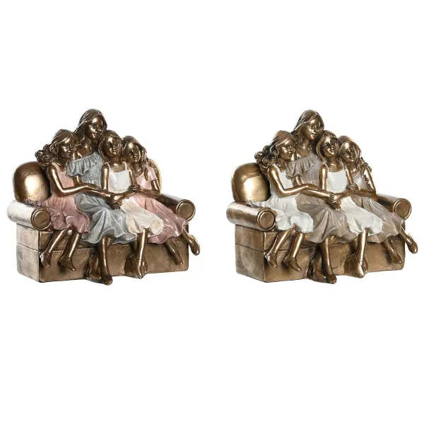 Dekoratyvinė figūrėlė DKD Home Decor 17 x 10,5 x 15,5 cm Rožinė Auksinis Balta (2 vnt.)