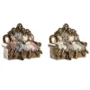 Декоративная фигура DKD Home Decor 17 x 10,5 x 15,5 cm Розовый Позолоченный Белый (2 штук)