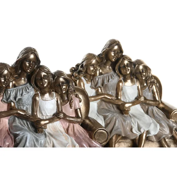 Dekoratyvinė figūrėlė DKD Home Decor 17 x 10,5 x 15,5 cm Rožinė Auksinis Balta (2 vnt.)