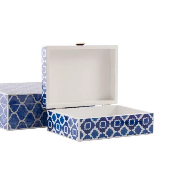 Korurasia DKD Home Decor Sininen Laivastonsininen Puu 24 x 20 x 8 cm (2 osaa)