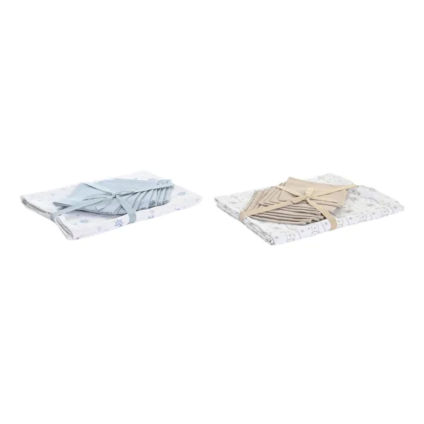 Staltiesė ir servetėlės DKD Home Decor 150 x 250 x 0,5 cm Mėlyna Ruda Balta (2 vnt.)