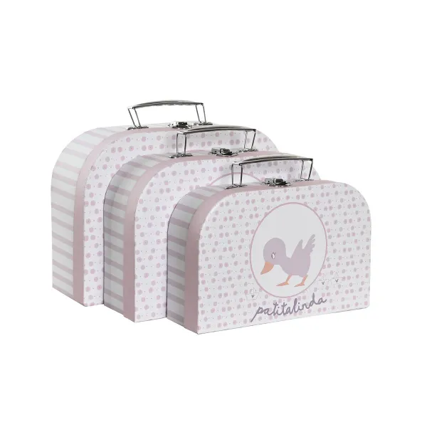 Koristerasiasetti DKD Home Decor 28 x 9,5 x 20 cm Pinkki Metalli Monivärinen Kartonki