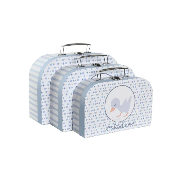 Набор декоративных ящичков DKD Home Decor 28 x 9,5 x 20 cm Синий Металл Разноцветный Картон