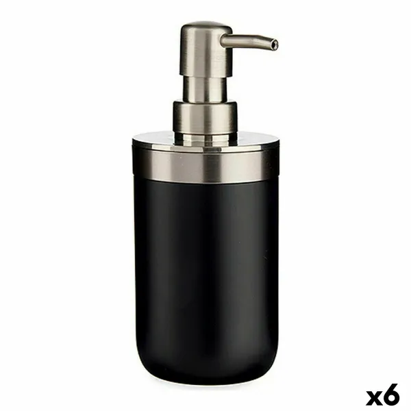Ziepju dozators Berilo Melns Sudrabains Nerūsējošais tērauds Plastmasa 350 ml 9 x 17 x 8 cm (6 gb.)