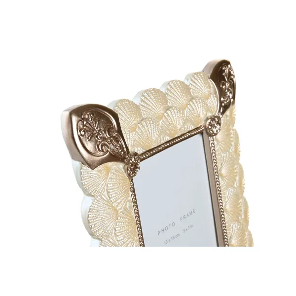 Kuvakehys DKD Home Decor 22,8 x 2,6 x 28,6 cm Kristalli Kupari Valkoinen Hartsi Romanttinen