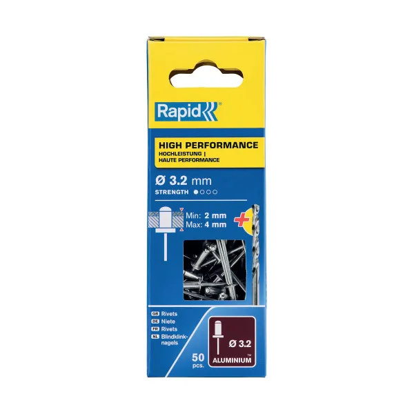 Kniedes Rapid 5000383 Vārpsta Ø 3,2 x 8 mm Alumīnijs (50 gb.)