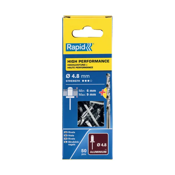 Kniedes Rapid 5000388 Vārpsta Ø 4,8 x 12 mm Alumīnijs (50 gb.)
