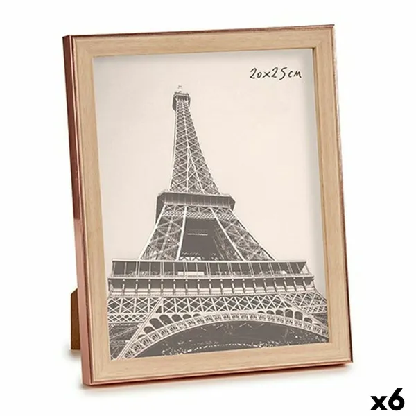 Photo frame Gift Decor Brown Copper Glass polypropylene (6 Units)