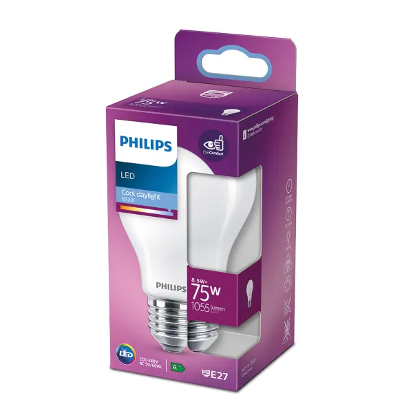 LED-lamp Philips E 8,5 W E27 1055 lm Ø 6 x 10,4 cm (6500 K)