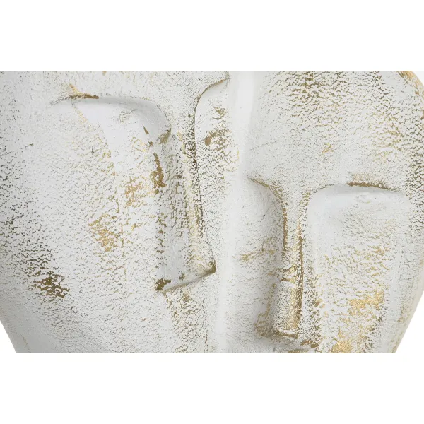 Koristehahmo DKD Home Decor 23 x 10 x 30 cm Kasvot Kullattu Alumiini Valkoinen