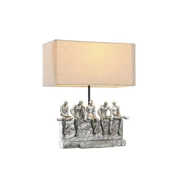 Stalinė lempa DKD Home Decor 36 x 21,5 x 43 cm Sidabras Rusvai gelsva Metalinis Derva 220 V 50 W