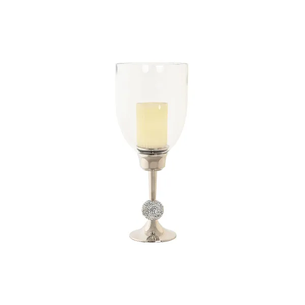 Svečturis DKD Home Decor 16 x 16 x 41 cm Sudrabains Alumīnijs Akrīls
