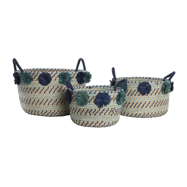 Korisetti DKD Home Decor polypropeeni Pompomit 46 x 44 x 34 cm