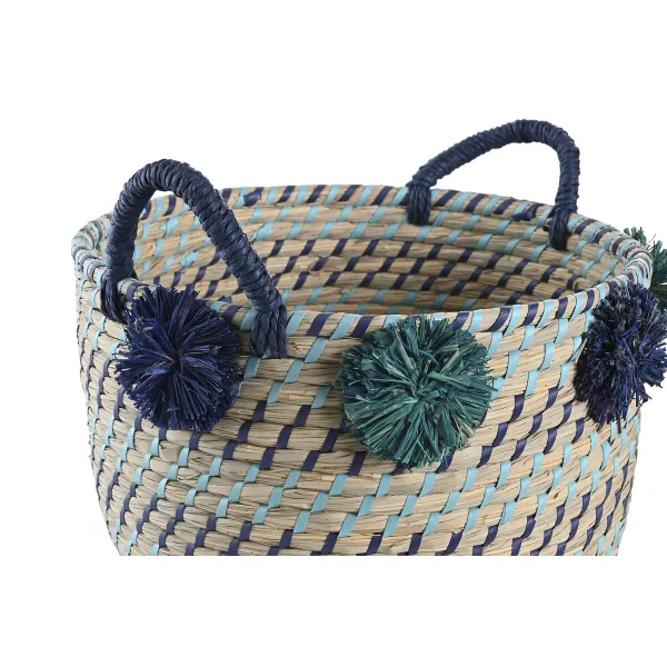 Basket set DKD Home Decor polypropylene Pompoms 46 x 44 x 34 cm