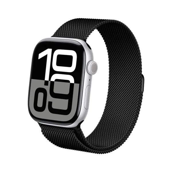 Crong Milano Steel - Stainless Steel Strap for Apple Watch 44/45/46/49 mm (Black)