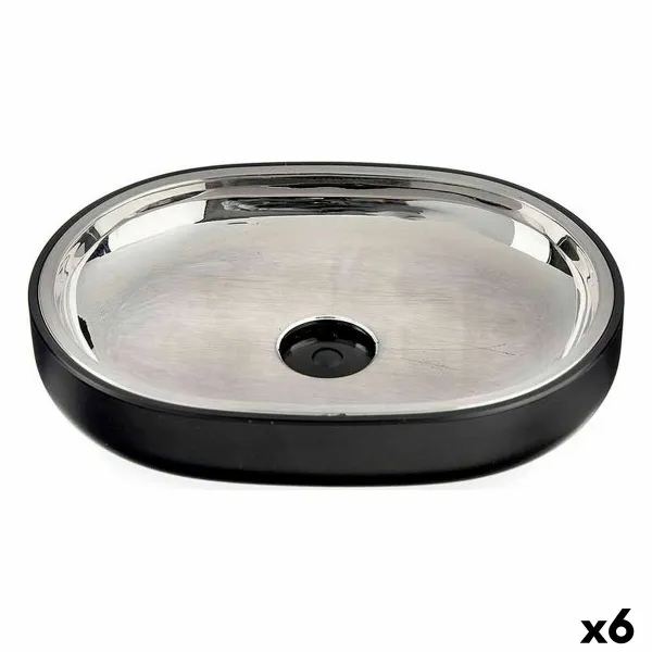 Soap dish Berilo Black Stainless steel Plastic 9,5 x 2,5 x 13 cm 13 x 2,5 x 9,5 cm (6 Units)